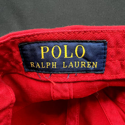 Vintage Polo Ralph Lauren Red Strapback Pony Hat Cap Classic Cotton