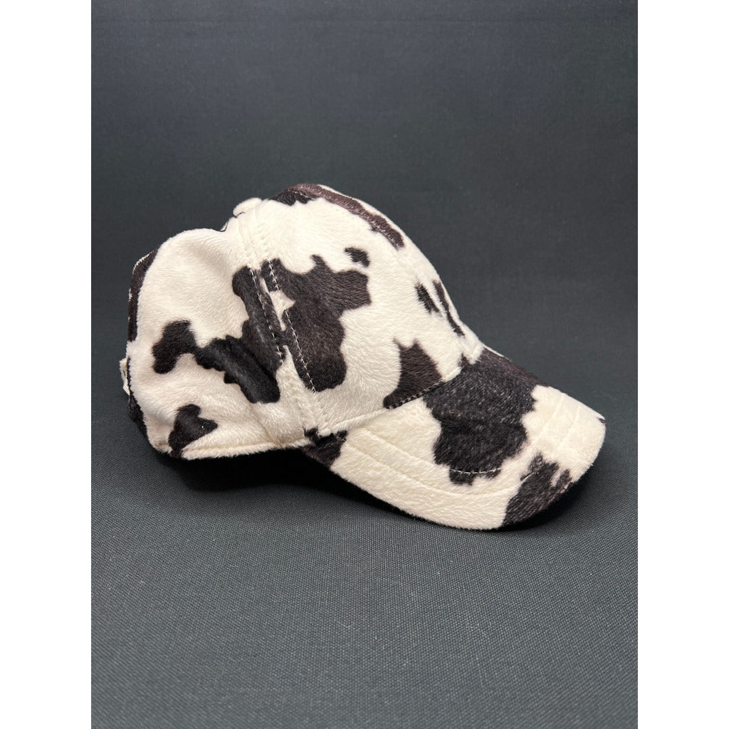 BULA Cow Print Fleece Cap Black White Plush Streetwear Hat