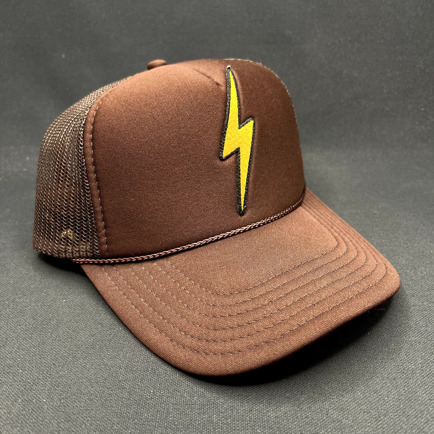 Aviator Nation Lightning Bolt Brown Trucker Snapback Hat
