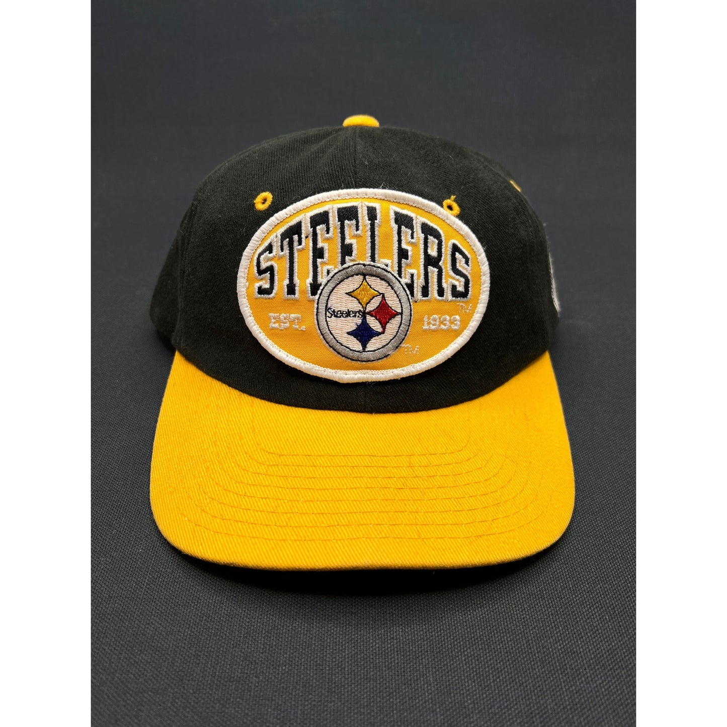 Vintage Pittsburgh Steelers Nutmeg Mills Snapback Hat – Black/Gold
