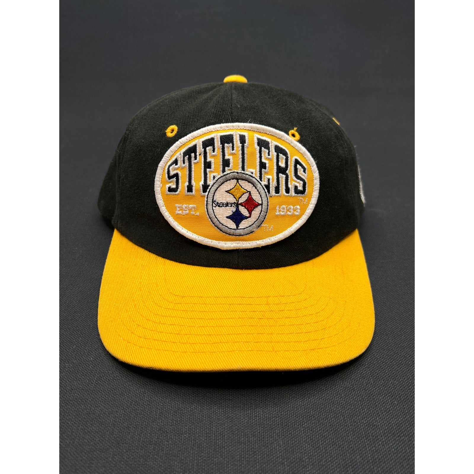Vintage Pittsburgh Steelers Nutmeg Mills Snapback Hat – Black/Gold