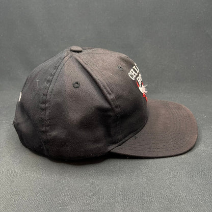 Vintage Chicago Bulls AJD Snapback Hat NBA Korea Black Red Script