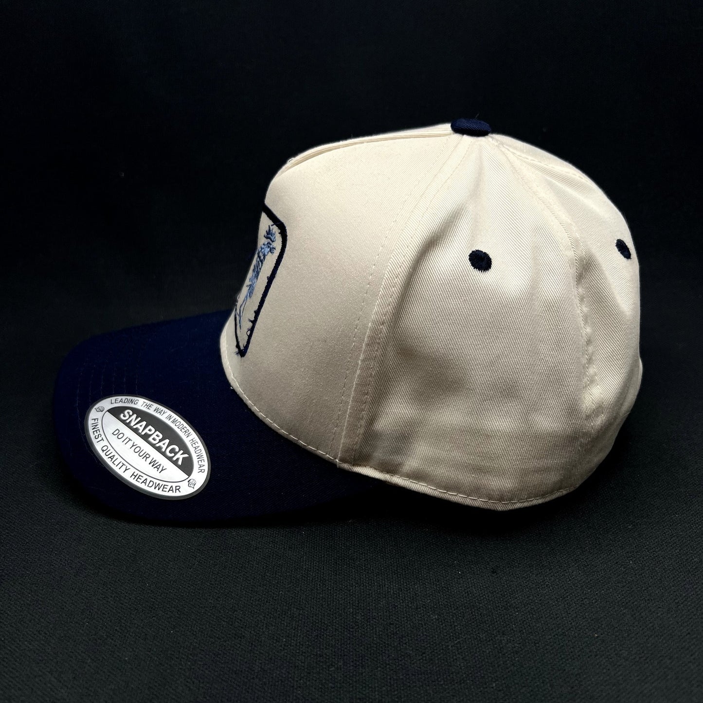 The Flying Cock NYC Rooster Snapback Hat Navy Cream Embroidered Rooster Cap NWT