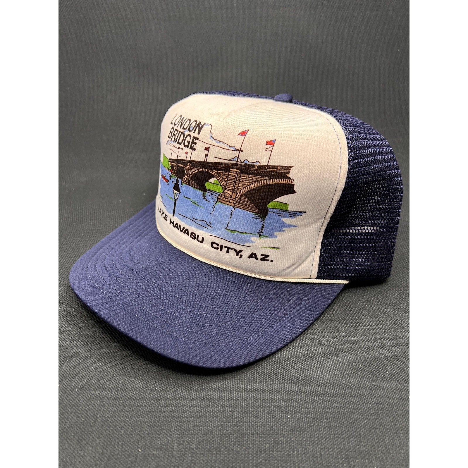 Vintage 80s London Bridge Lake Havasu City AZ Trucker Hat Foam Snapback Trucker