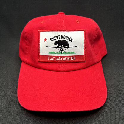 Quest Kodiak Clay Lacy Aviation Strapback Hat Red Bear Aircraft Pilot Cap