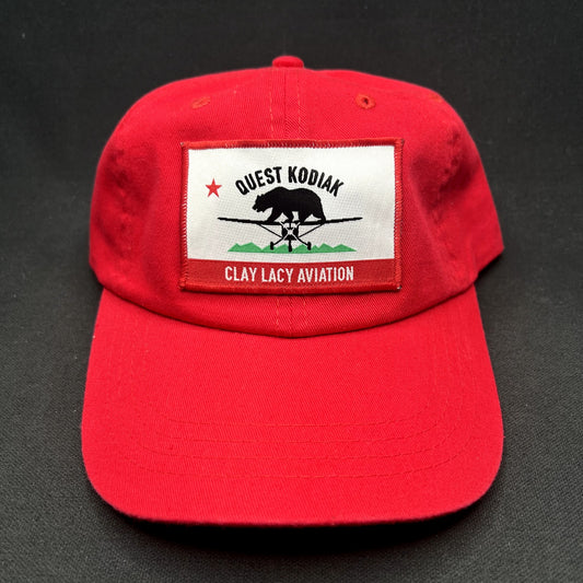 Quest Kodiak Clay Lacy Aviation Strapback Hat Red Bear Aircraft Pilot Cap