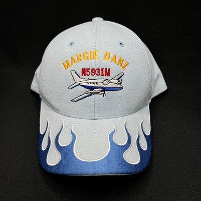 Vintage Margie Danz N5931M Airplane Flame Strapback Hat Magic Headwear