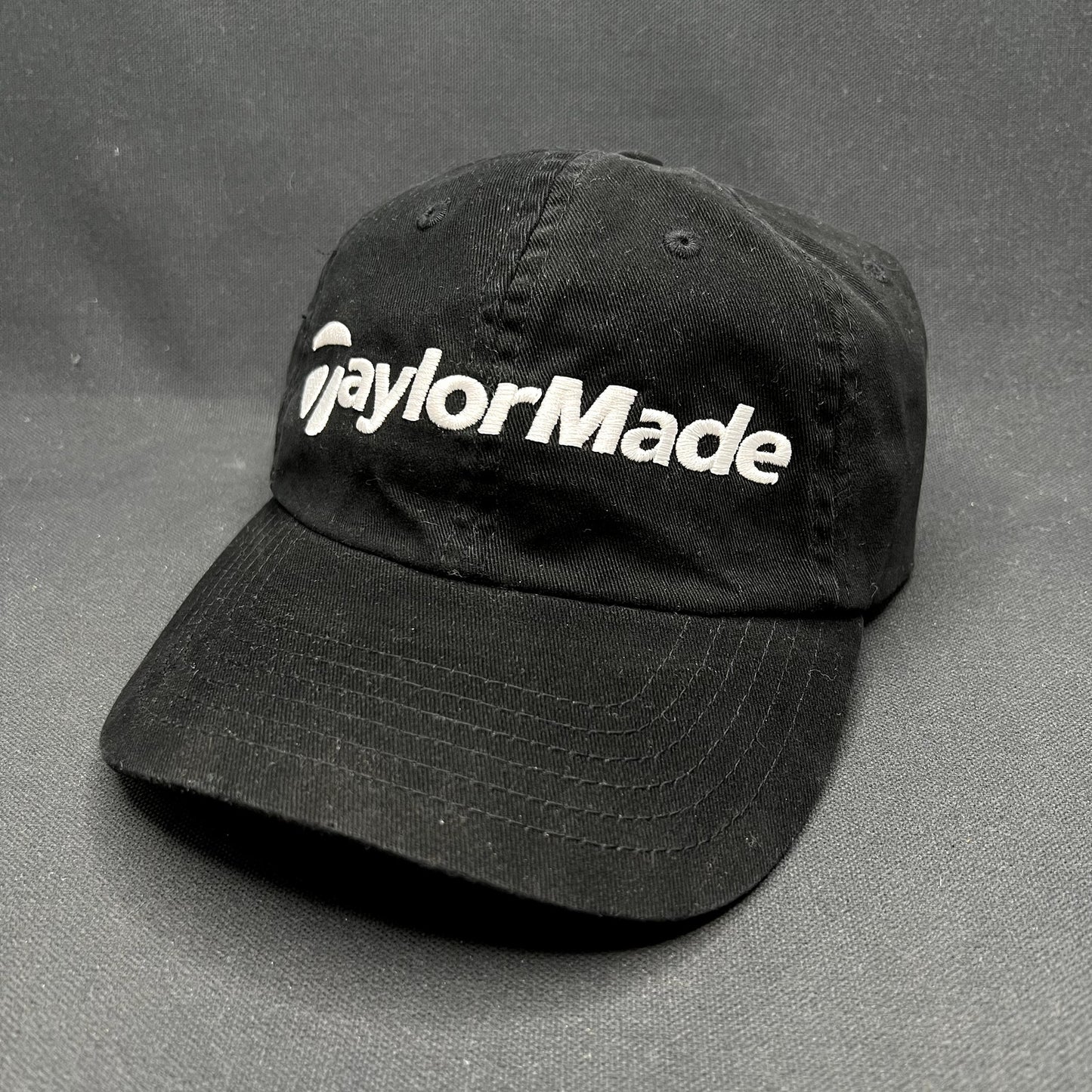 TaylorMade Golf Strapback Hat Black Minimal Logo Dad Cap