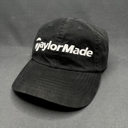 TaylorMade Golf Strapback Hat Black Minimal Logo Dad Cap