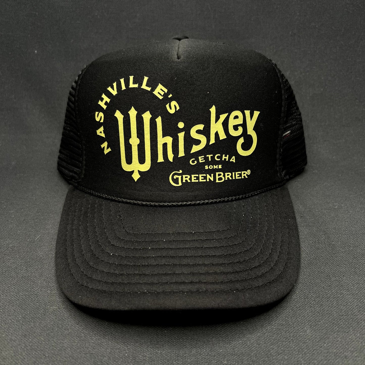 Vintage Nashville’s Whiskey Getcha Some Green Brier Nissin Trucker Snapback Hat