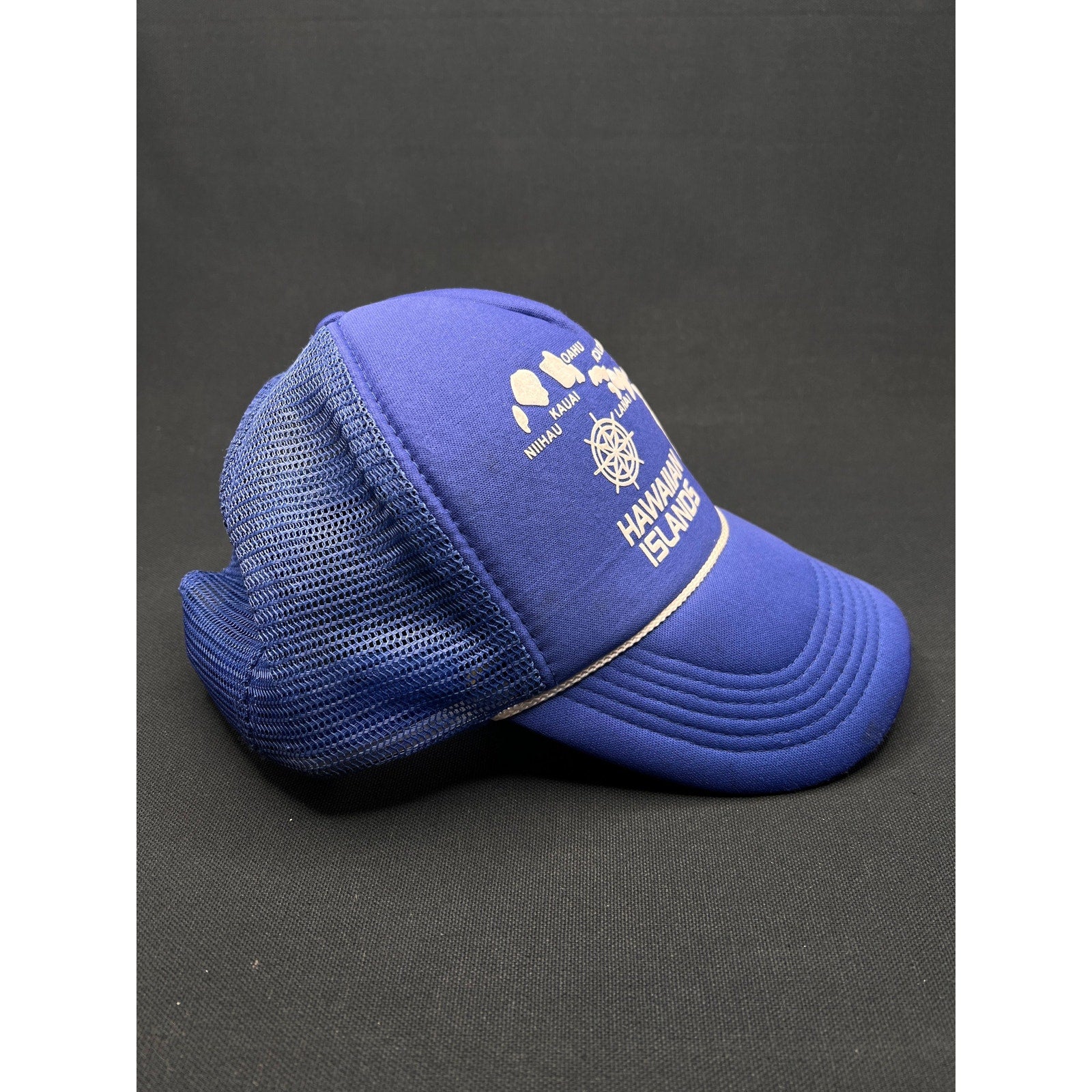 Vintage Hawaiian Islands Map Trucker Hat – Royal Blue Mesh Snapback
