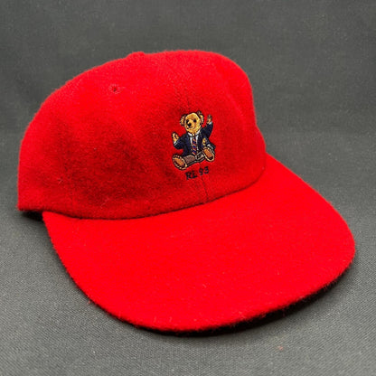 Vintage Polo Ralph Lauren Bear Wool Hat Red RL93 Teddy Cap USA Small