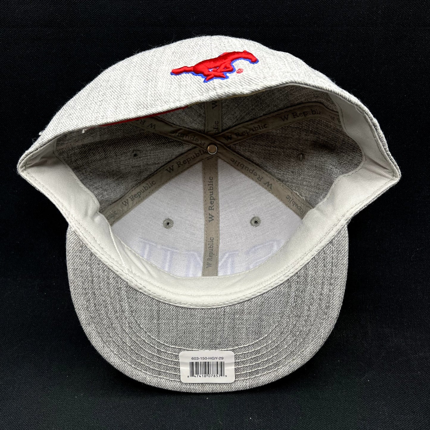 SMU Mustangs Fitted Hat 7 3/4 Gray Blue W Republic NCAA Cap NWT