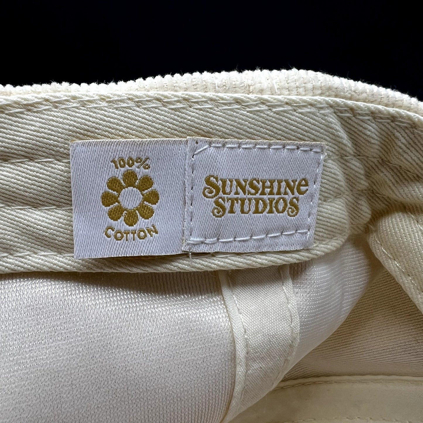 Mamacita Sunshine Studios Corduroy Strapback Hat Cream White