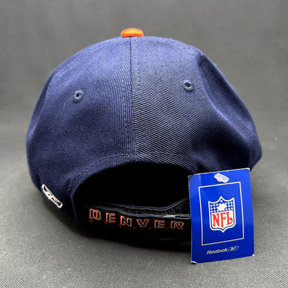 NWT Reebok Denver Broncos Strapback Hat NFL Big Logo Navy Orange Cap