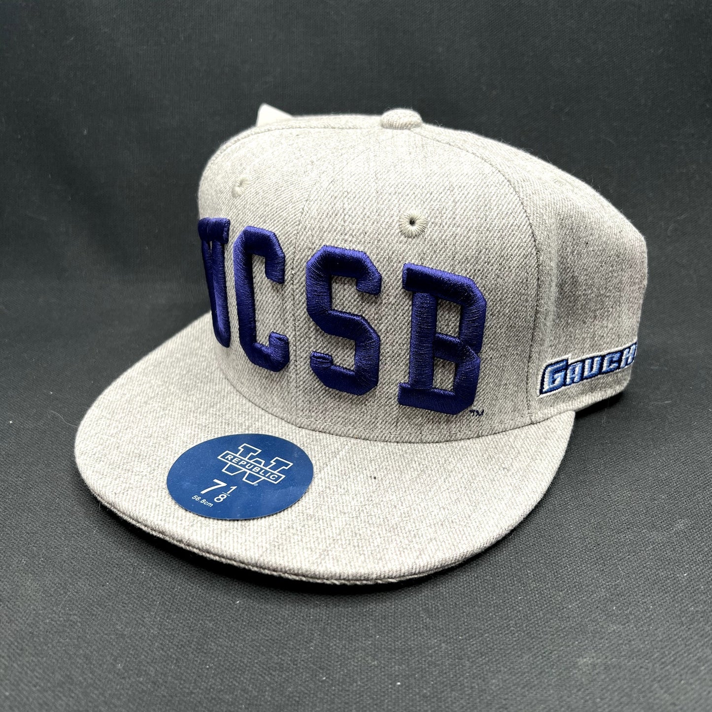 UCSB Gauchos Fitted Hat 7 1/8 Gray Blue W Republic Collegiate Cap NWT