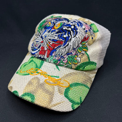 Ed Hardy Don Ed Hardy Tiger Rhinestone Trucker Hat Y2K
