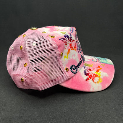 Crystal Rock Christian Audigier Pink Angel Graphic Rhinestone Trucker Hat