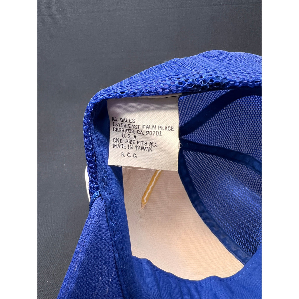 Vintage Budweiser Brewery 1980s Trucker Hat Blue Mesh Foam Snapback Beer Logo