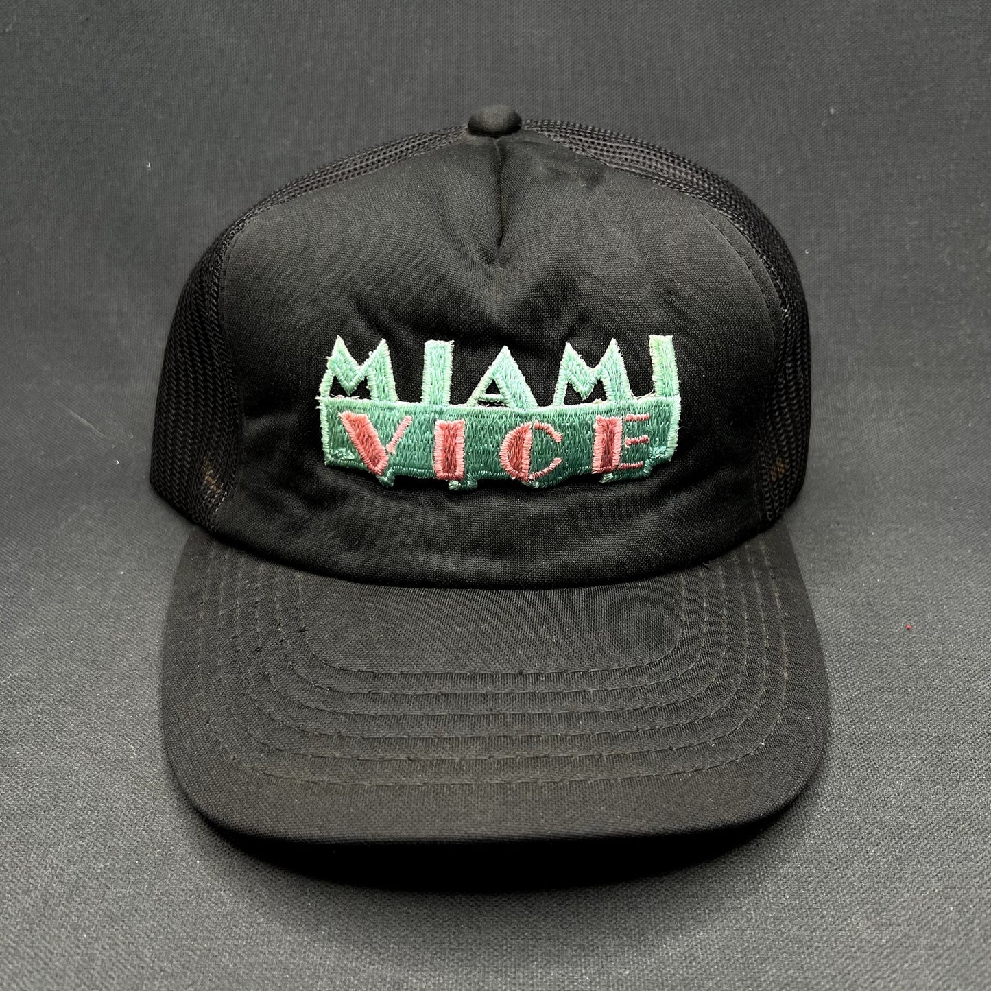 Vintage Miami Vice Black Mesh Snapback Trucker Hat Made in Korea