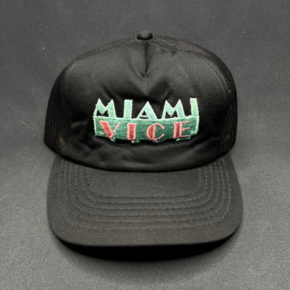 Vintage Miami Vice Black Mesh Snapback Trucker Hat Made in Korea