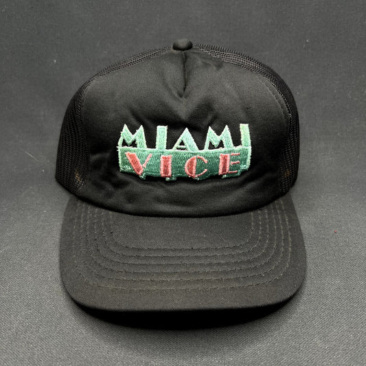 Vintage Miami Vice Black Mesh Snapback Trucker Hat Made in Korea