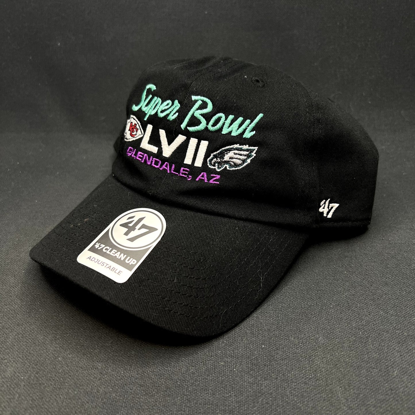 Super Bowl LVII Chiefs vs Eagles Glendale AZ ’47 Clean Up Strapback Hat NWT