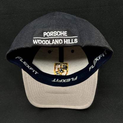 Porsche Woodland Hills Flexfit Hat Black Crest Logo Yupoong Cap M/L