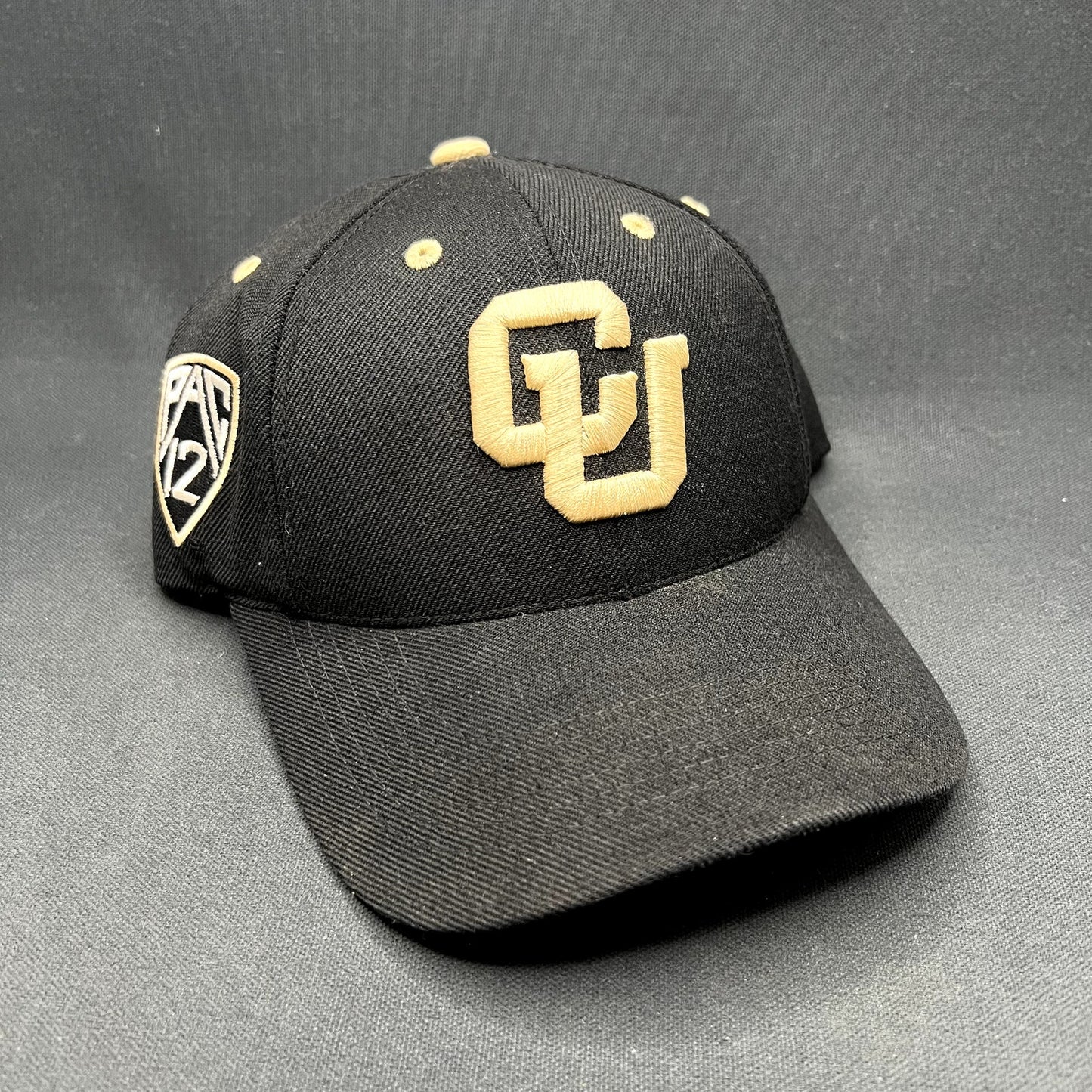 Colorado Buffaloes CU Black Gold Strapback Hat Top of the World Adjustable Cap