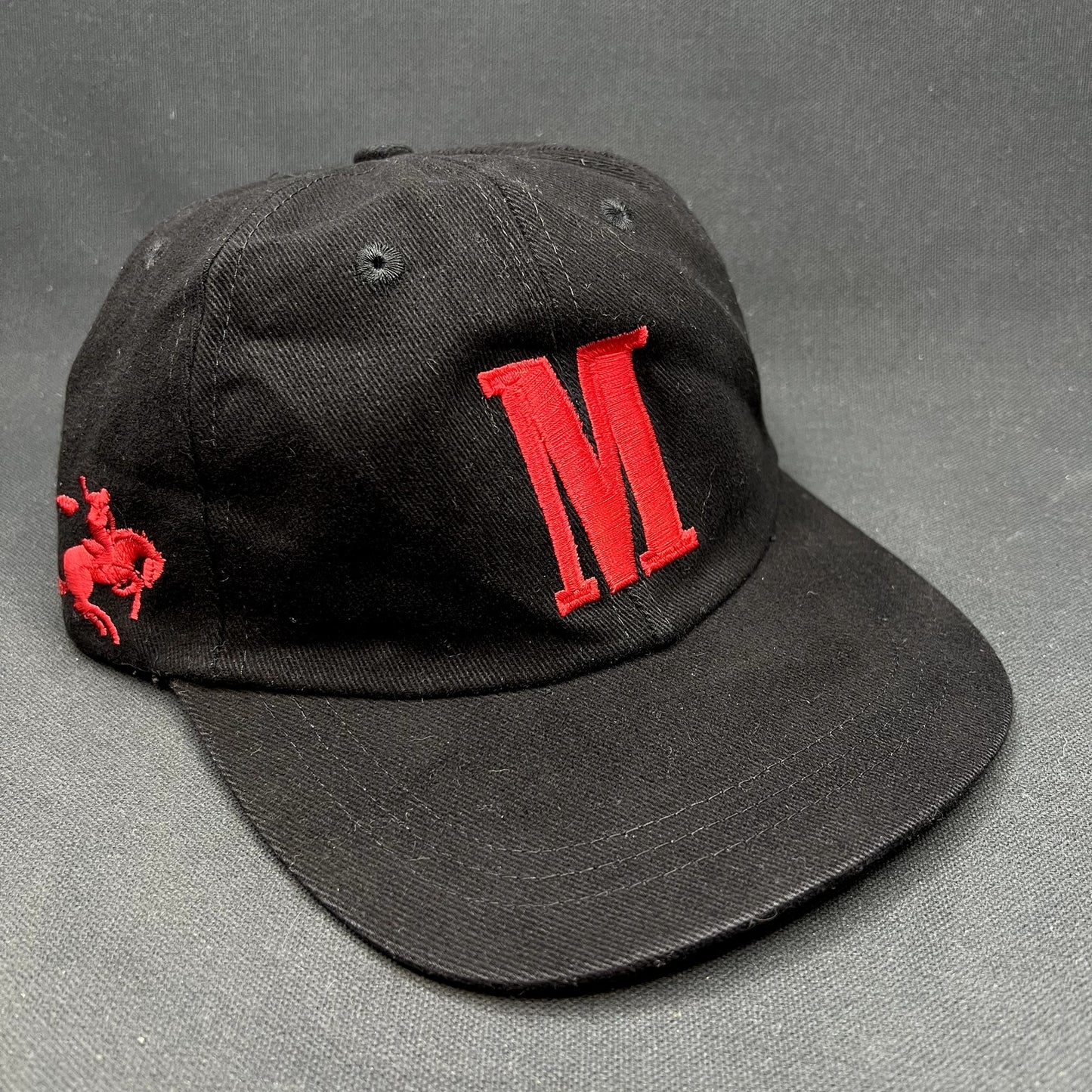 Vintage Marlboro Strapback Hat Black Leather Strap Tobacco Cap