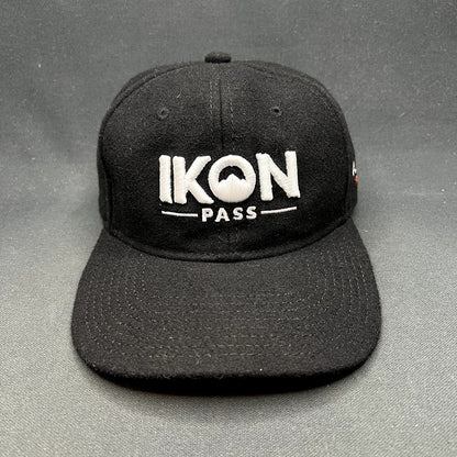 Ikon Pass Mammoth Mountain Black Wool Blend Strapback Hat Otto Ski Snowboard