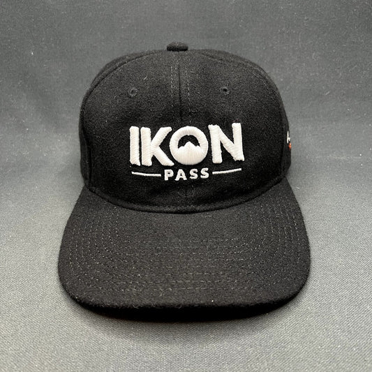 Ikon Pass Mammoth Mountain Black Wool Blend Strapback Hat Otto Ski Snowboard