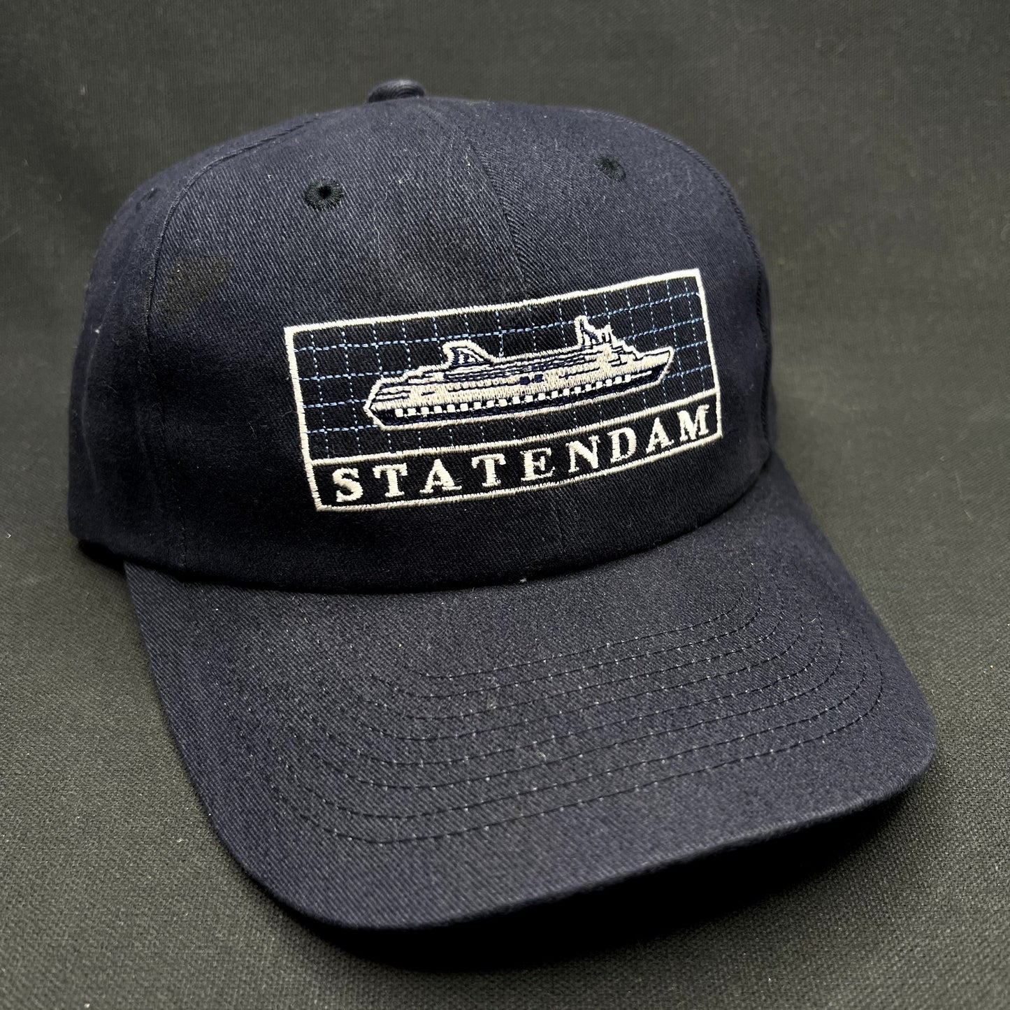 Vintage Statendam Holland America Cruise Ship Strapback Hat Navy