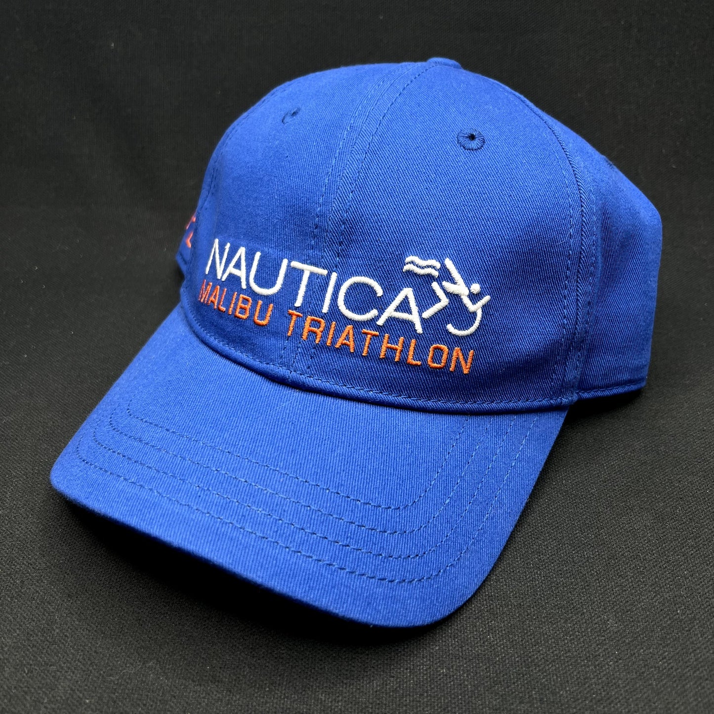 Nautica Malibu Triathlon Blue Strapback Hat OSFA Running Swim Cycling Cap