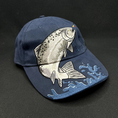 Vintage Alaska Rainbow Trout Fishing Strapback Hat Arctic Circle Enterprises Embroidered