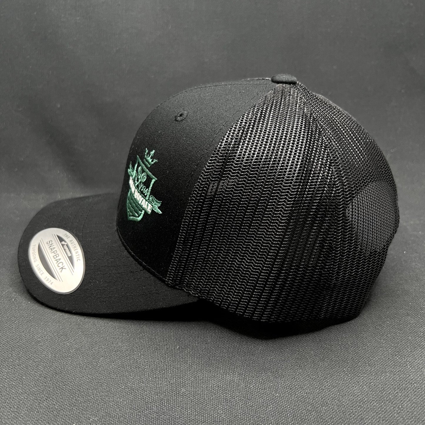 Orlando’s Palm Royale Trucker Snapback Hat Yupoong Black Mesh Cap