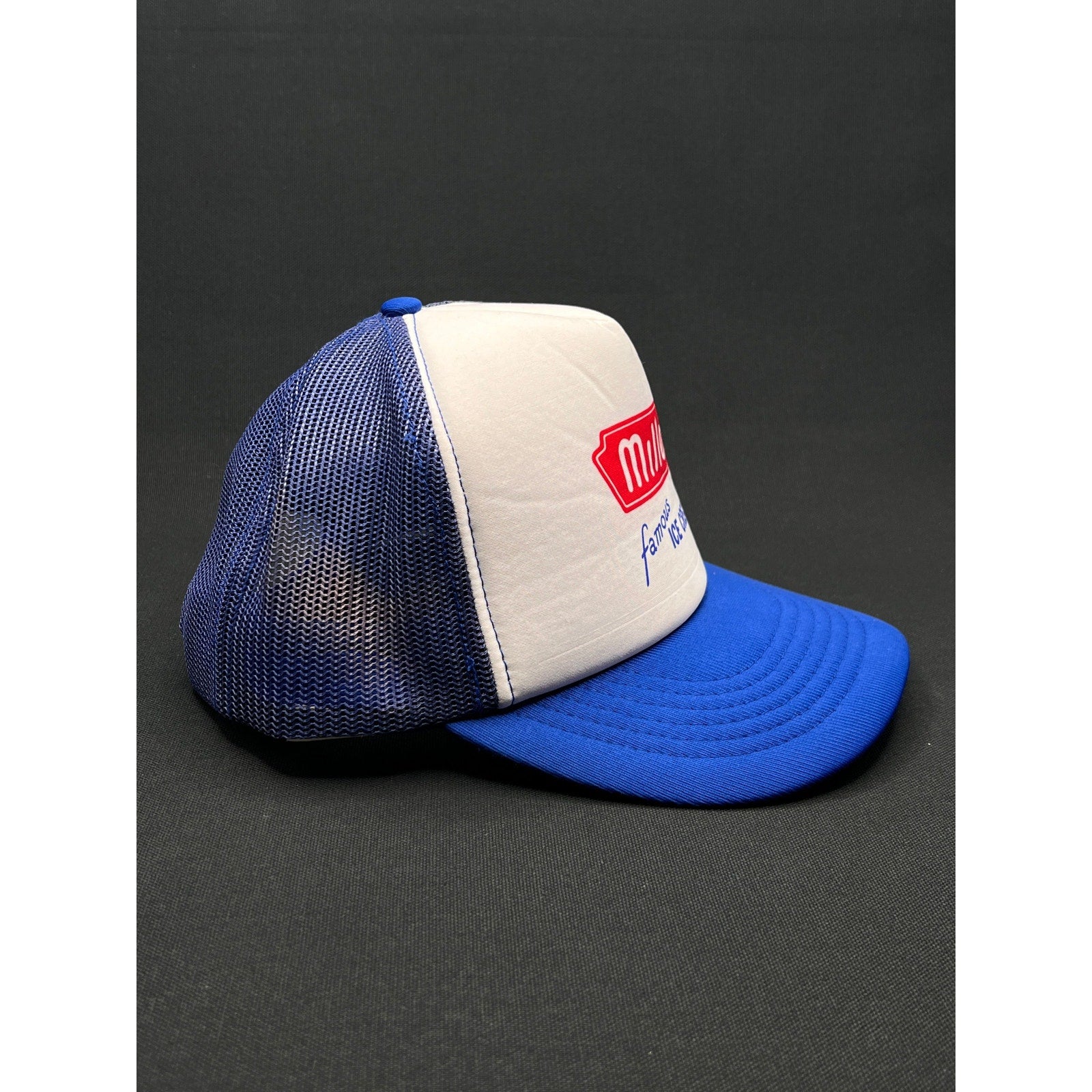 Vintage Miller Famous Ice Cream 80s Mesh Trucker Hat Taiwan R.O.C. Made Snapback
