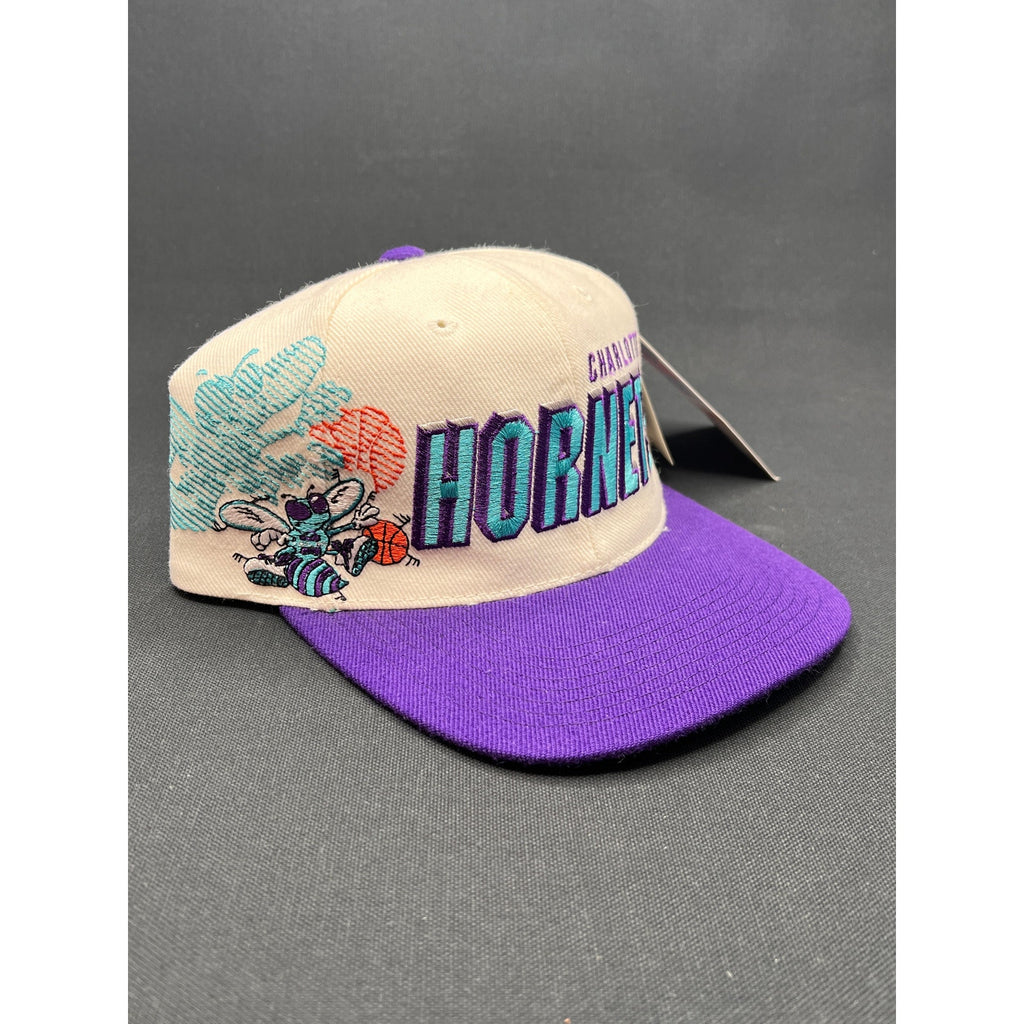 Vintage Charlotte Hornets Shadow Script Hat by Sports Specialties NWT