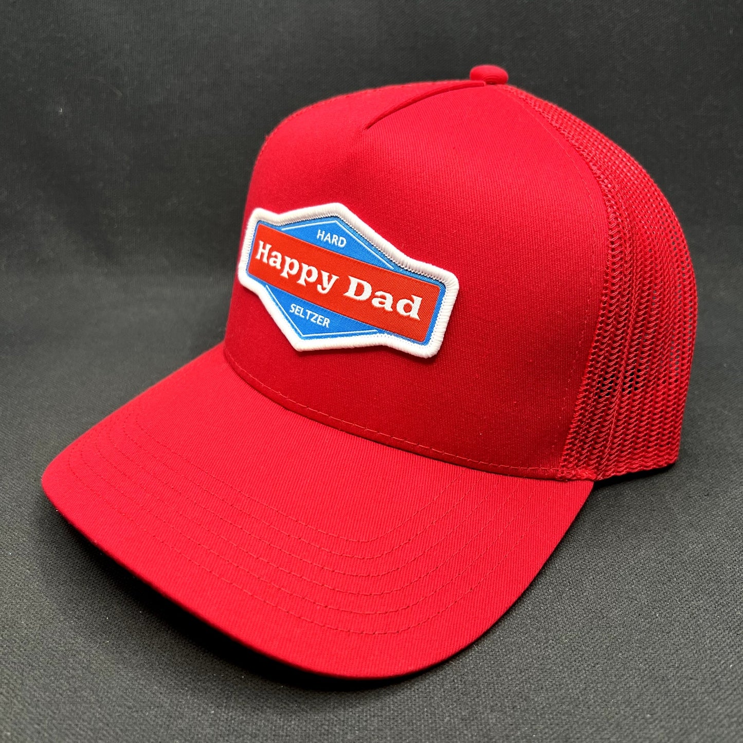Happy Dad Hard Seltzer Red Trucker Snapback Hat Official Promo