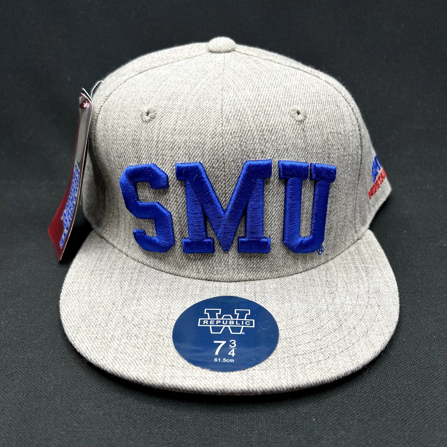 SMU Mustangs Fitted Hat 7 3/4 Gray Blue W Republic NCAA Cap NWT