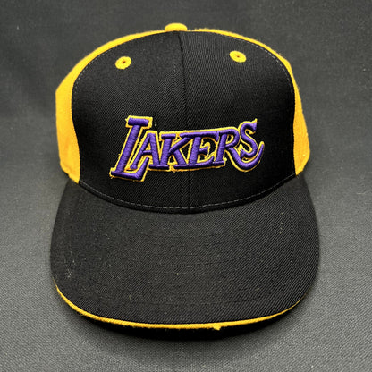 Vintage Reebok Los Angeles Lakers Fitted Hat 7 3/8 NBA Black Gold