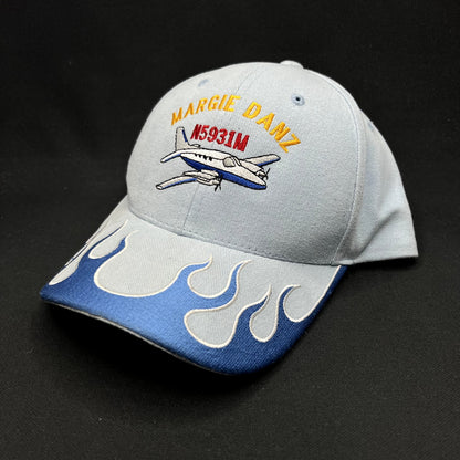Vintage Margie Danz N5931M Airplane Flame Strapback Hat Magic Headwear