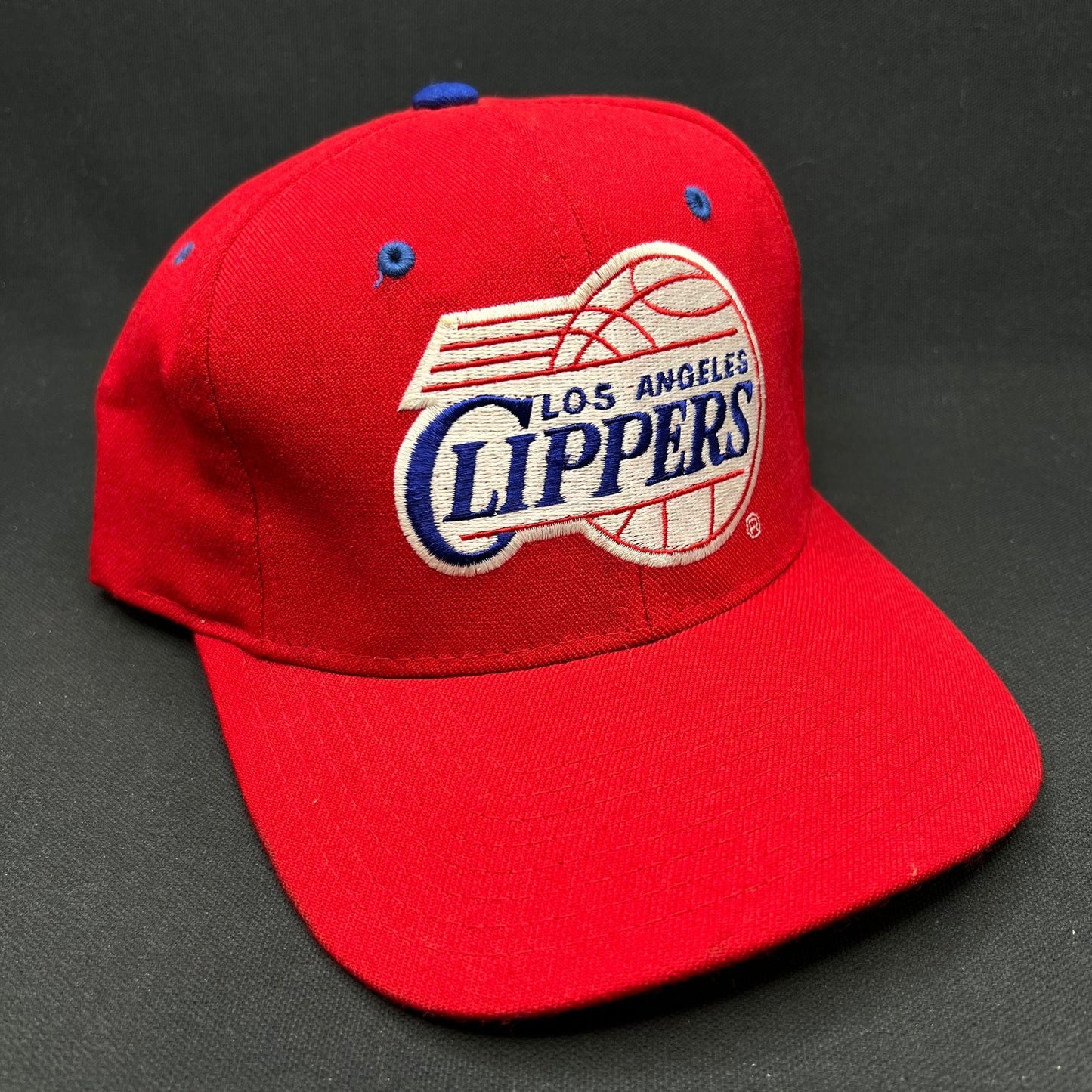 Vintage Starter LA Clippers Snapback Hat Red Script Logo NBA Fitted Hat