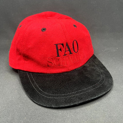 YOUTH Vintage FAO Schwarz Strapback Hat Wool Red Black