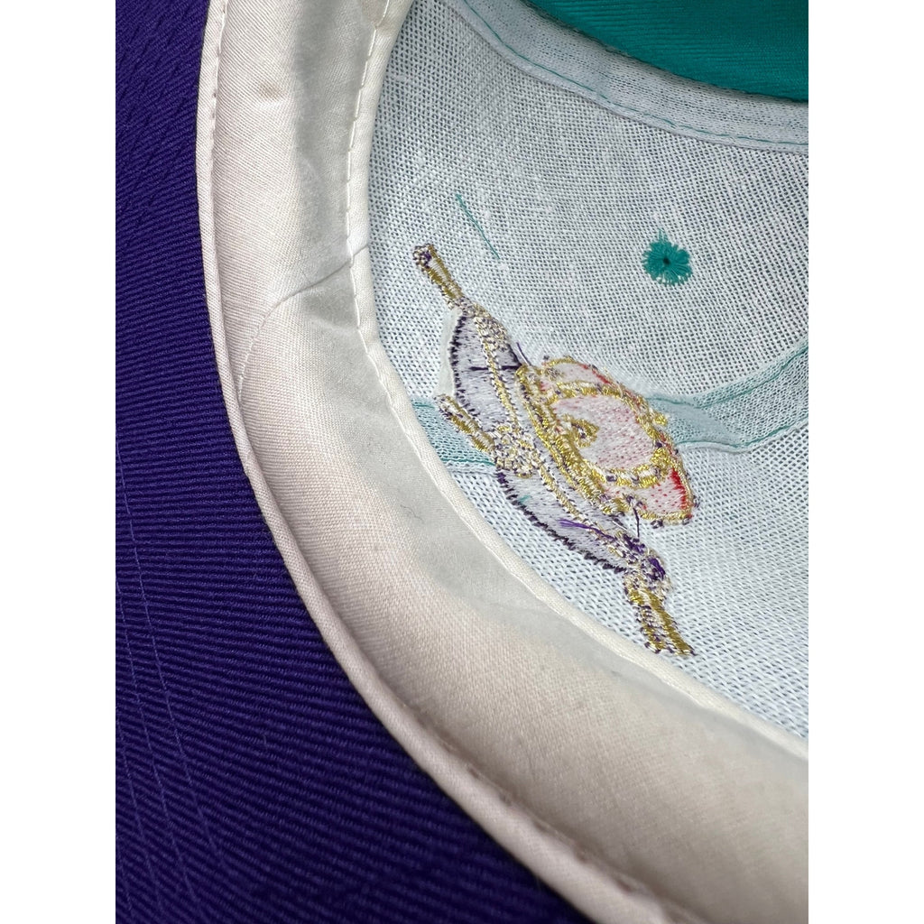 Vintage 90s Crown Royal Snapback Hat Teal Purple Embroidered Logo Taiwan