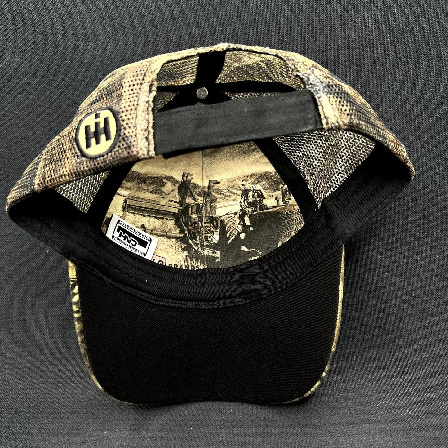 Farmall CNH Trucker Hat Camo Mesh Strapback International Harvester Black Cap