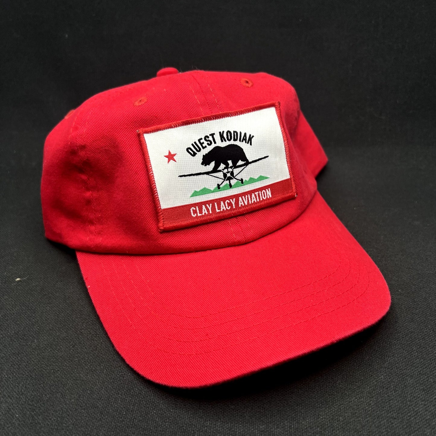 Quest Kodiak Clay Lacy Aviation Strapback Hat Red Bear Aircraft Pilot Cap