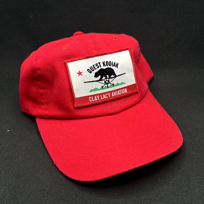 Quest Kodiak Clay Lacy Aviation Strapback Hat Red Bear Aircraft Pilot Cap