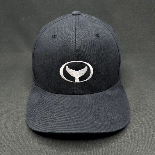Wyland Galleries Flexfit Hat S/M Black Yupoong Whale Logo Cap