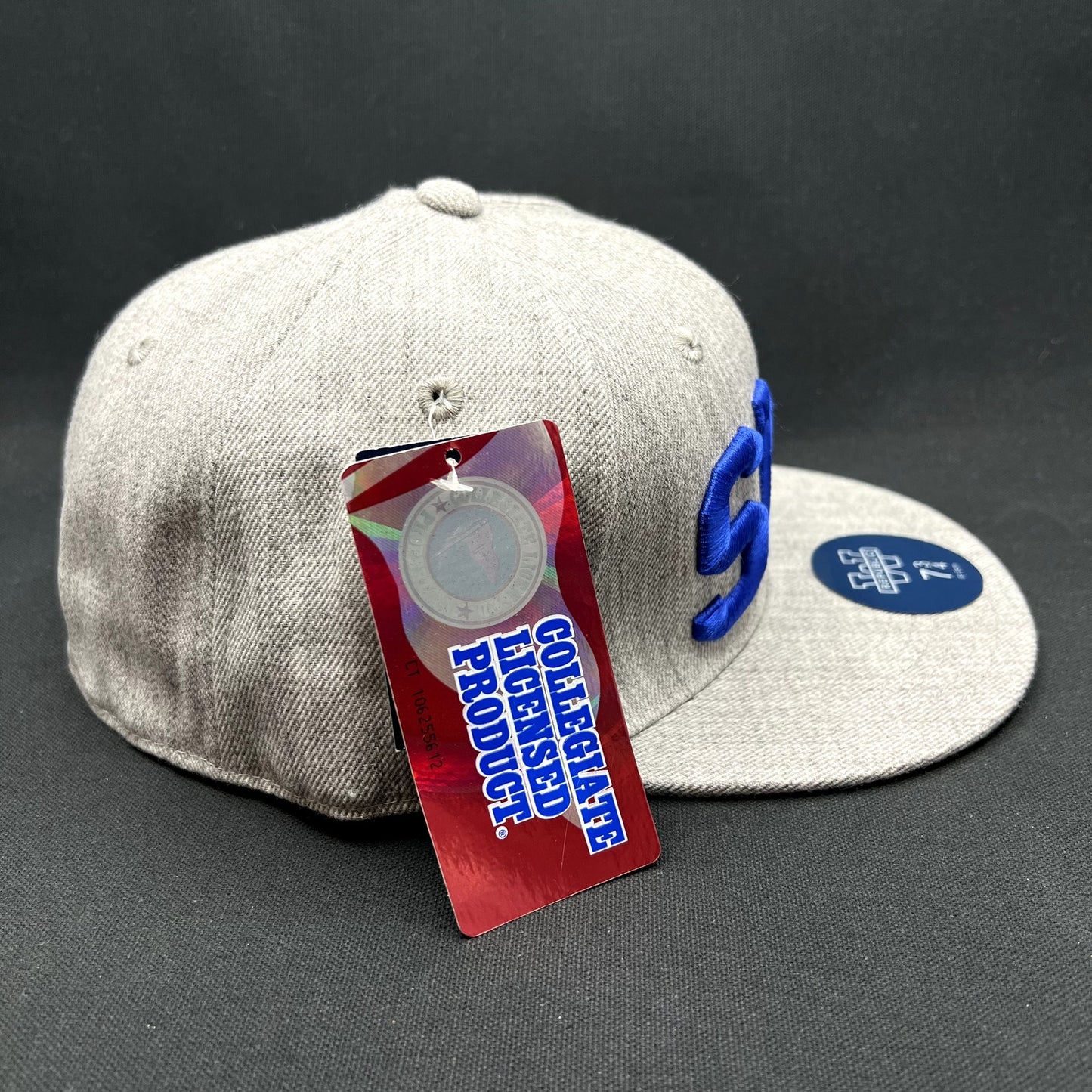 SMU Mustangs Fitted Hat 7 3/4 Gray Blue W Republic NCAA Cap NWT